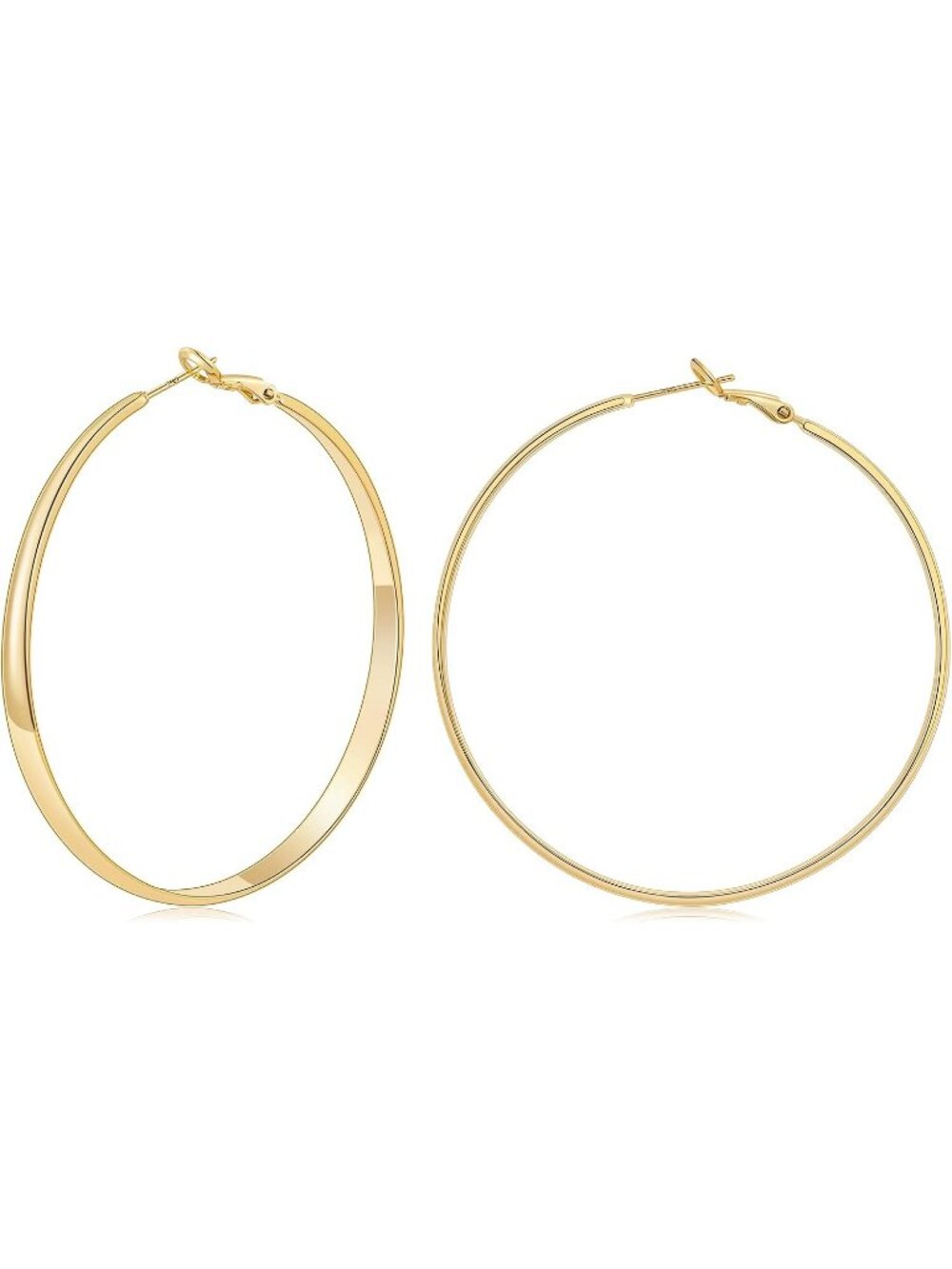 Women's 14K Gold Plated 60mm Wide 925 Post Thick Round Hoop Earrings